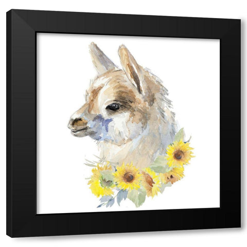 Sunflower Llama I Black Modern Wood Framed Art Print by Loreth, Lanie