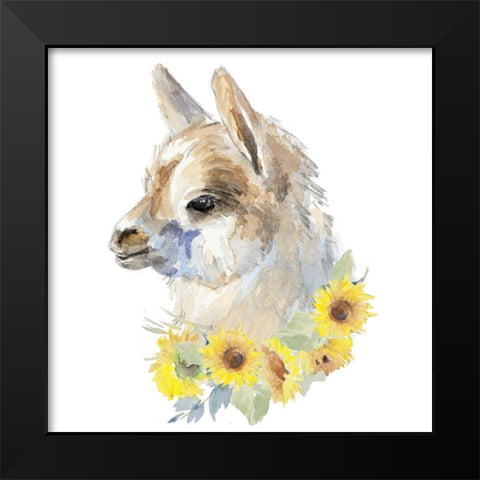 Sunflower Llama I Black Modern Wood Framed Art Print by Loreth, Lanie