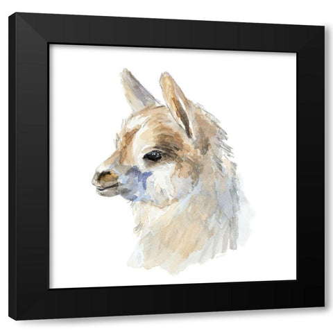 Side Portrait Llama Black Modern Wood Framed Art Print by Loreth, Lanie