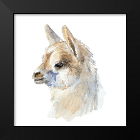 Side Portrait Llama Black Modern Wood Framed Art Print by Loreth, Lanie