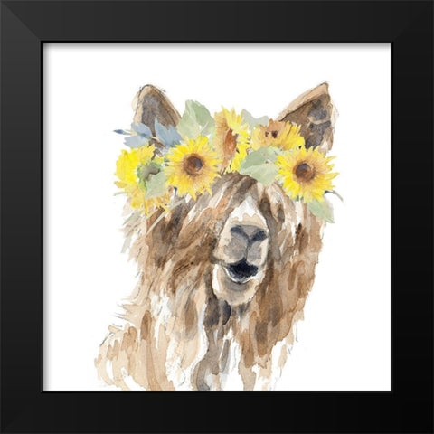 Sunflower Llama II Black Modern Wood Framed Art Print by Loreth, Lanie