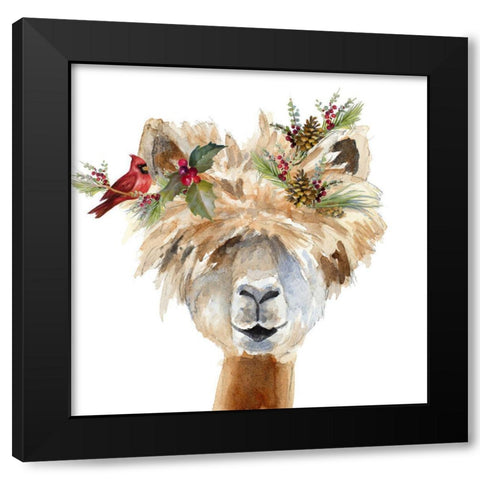 Decked Out Llama III Black Modern Wood Framed Art Print by Loreth, Lanie