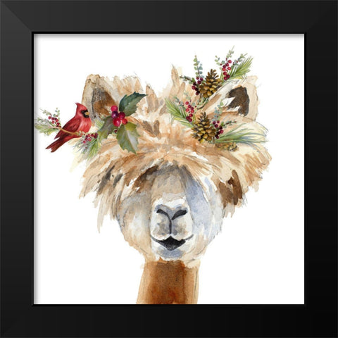 Decked Out Llama III Black Modern Wood Framed Art Print by Loreth, Lanie
