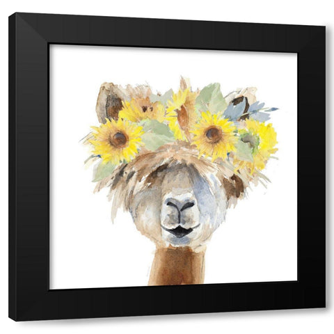 Sunflower Llama  III Black Modern Wood Framed Art Print by Loreth, Lanie