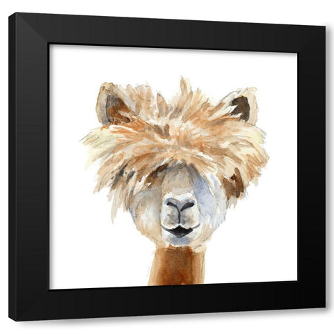 Llama with Bangs Black Modern Wood Framed Art Print with Double Matting by Loreth, Lanie