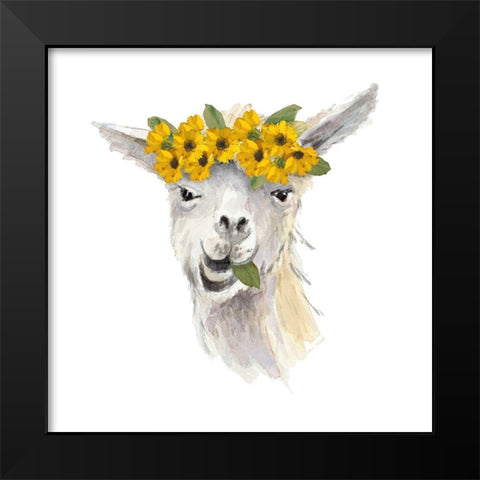 Floral Llama I Black Modern Wood Framed Art Print by Loreth, Lanie