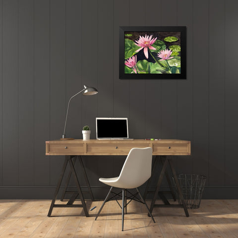 Water Lillies Black Modern Wood Framed Art Print by Odum, Jan