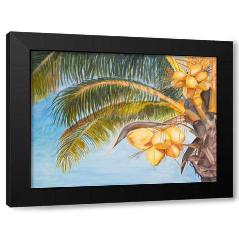 Coconut Palm Trees Black Modern Wood Framed Art Print with Double Matting by Odum, Jan