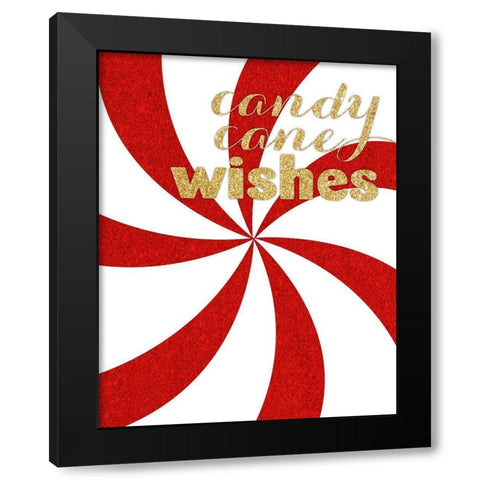 Candy Cane Wishes Black Modern Wood Framed Art Print with Double Matting by SD Graphics Studio