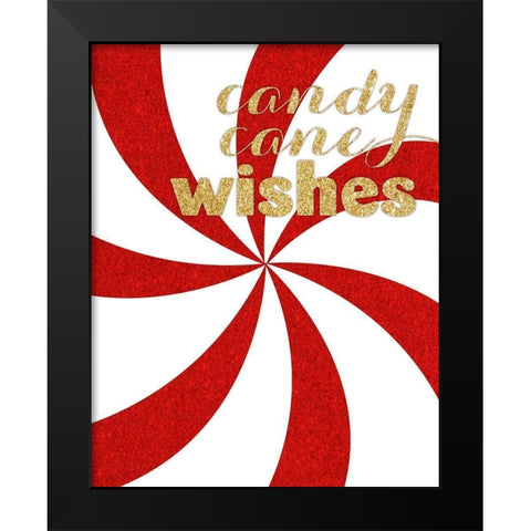 Candy Cane Wishes Black Modern Wood Framed Art Print by SD Graphics Studio