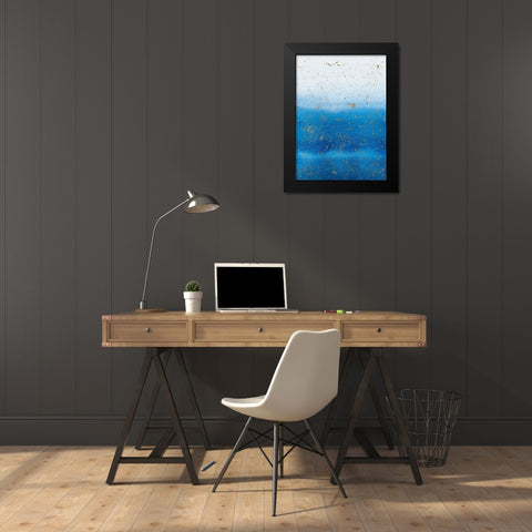 Gold Splash on Blue Black Modern Wood Framed Art Print by Bucheli, Amaya