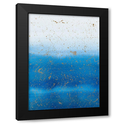 Gold Splash on Blue Black Modern Wood Framed Art Print by Bucheli, Amaya