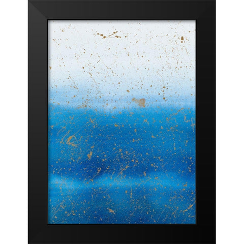 Gold Splash on Blue Black Modern Wood Framed Art Print by Bucheli, Amaya