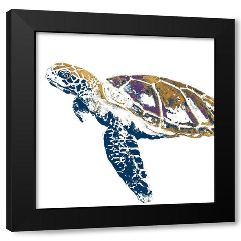 Golden Navy Turtle II Black Modern Wood Framed Art Print by Pinto, Patricia