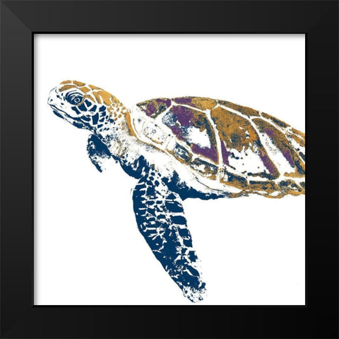 Golden Navy Turtle II Black Modern Wood Framed Art Print by Pinto, Patricia