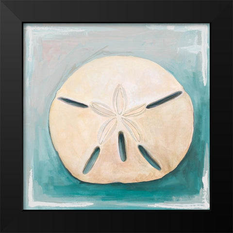 Sand Dollar on Teal Black Modern Wood Framed Art Print by Diannart