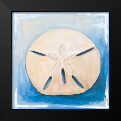 Sand Dollar on Blue Black Modern Wood Framed Art Print by Diannart