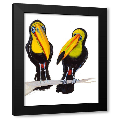 Two Toucans Black Modern Wood Framed Art Print by Diannart