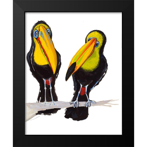 Two Toucans Black Modern Wood Framed Art Print by Diannart