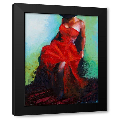 Lady in Red Black Modern Wood Framed Art Print by Green, Jenny