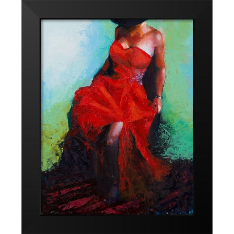 Lady in Red Black Modern Wood Framed Art Print by Green, Jenny