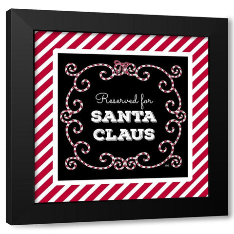 Reserved for Santa on Candy Cane Red Stripes Black Modern Wood Framed Art Print with Double Matting by Metz, Andi