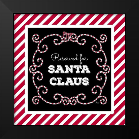 Reserved for Santa on Candy Cane Red Stripes Black Modern Wood Framed Art Print by Metz, Andi