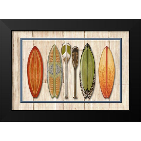 Paddle Line Up Black Modern Wood Framed Art Print by Diannart