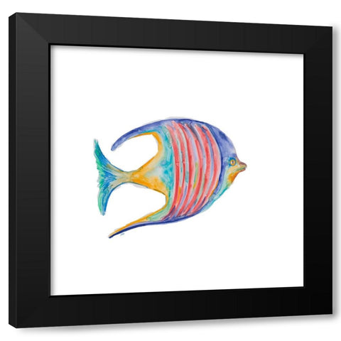 Swim with the Fish III Black Modern Wood Framed Art Print with Double Matting by DeRice, Julie