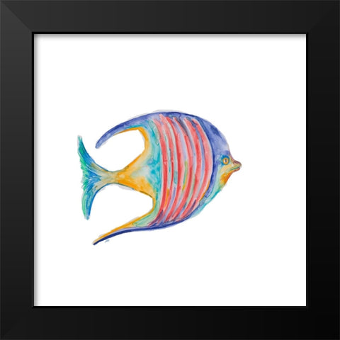 Swim with the Fish III Black Modern Wood Framed Art Print by DeRice, Julie