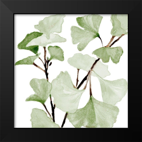 Mint Ginkgo Stems I Black Modern Wood Framed Art Print by Loreth, Lanie