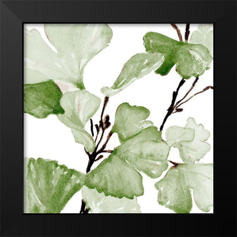Mint Ginkgo Stems II Black Modern Wood Framed Art Print by Loreth, Lanie