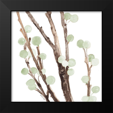 Mint Berry Stems Black Modern Wood Framed Art Print by Loreth, Lanie