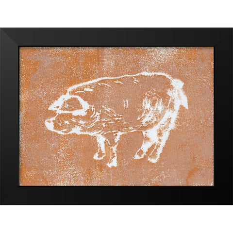 Country Pig Black Modern Wood Framed Art Print by Loreth, Lanie