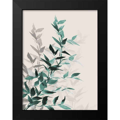 Green Tonal Leaves I Black Modern Wood Framed Art Print by Loreth, Lanie