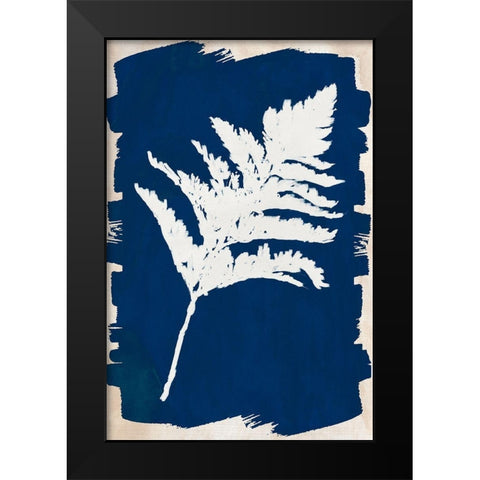 White Leaf on Navy I Black Modern Wood Framed Art Print by Loreth, Lanie