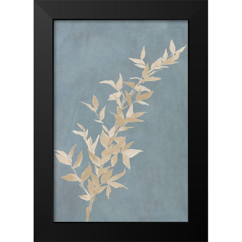 Tan Leaf on Blue II Black Modern Wood Framed Art Print by Loreth, Lanie
