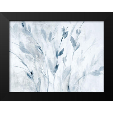 Blue Misty Leaves Black Modern Wood Framed Art Print by Loreth, Lanie