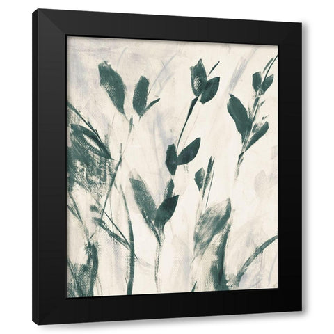 Green Misty Leaves I Black Modern Wood Framed Art Print by Loreth, Lanie