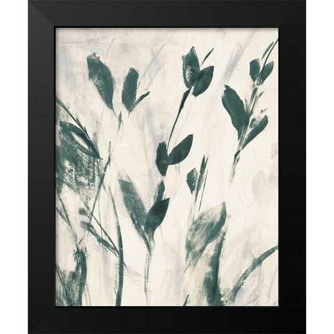Green Misty Leaves I Black Modern Wood Framed Art Print by Loreth, Lanie