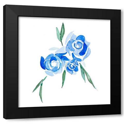 Blue Roses Black Modern Wood Framed Art Print by Danelle, B.