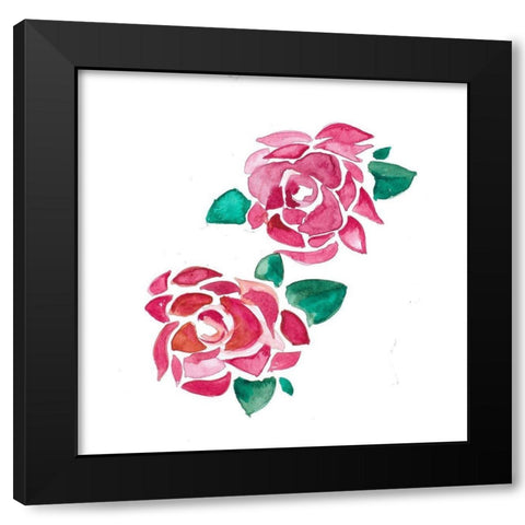 Red Roses Black Modern Wood Framed Art Print by Danelle, B.