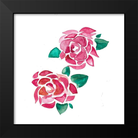 Red Roses Black Modern Wood Framed Art Print by Danelle, B.