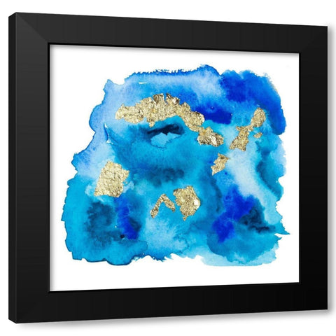 Gold Flake Blue Black Modern Wood Framed Art Print by Danelle, B.