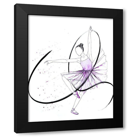 Dancing Ballerina II Black Modern Wood Framed Art Print with Double Matting by SD Graphics Studio