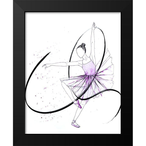Dancing Ballerina II Black Modern Wood Framed Art Print by SD Graphics Studio