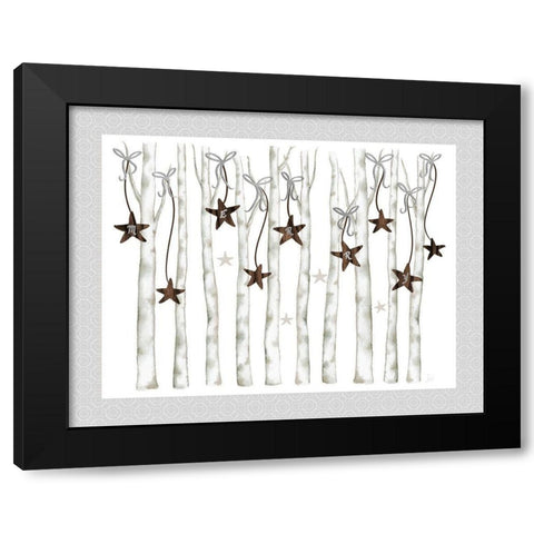 Merry and Bright Birch Trees I Black Modern Wood Framed Art Print with Double Matting by Metz, Andi