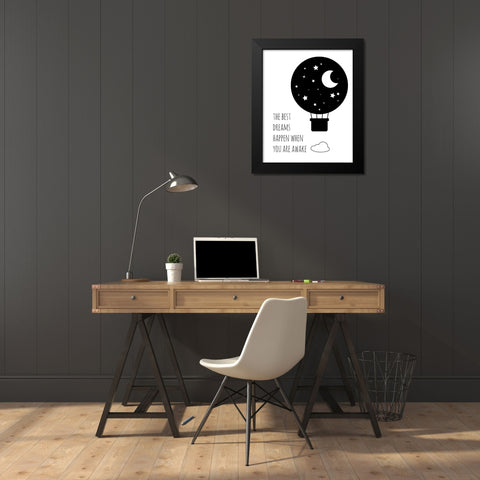 Best Dreams Black Modern Wood Framed Art Print by Quach, Anna
