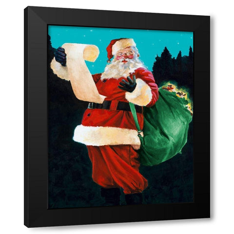Jolly Old Saint Nick Black Modern Wood Framed Art Print with Double Matting by Green, Jenny