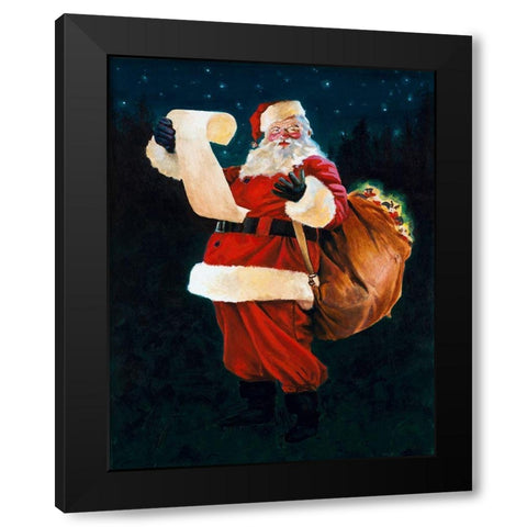 Jolly Old Saint Nick Black Modern Wood Framed Art Print with Double Matting by Green, Jenny
